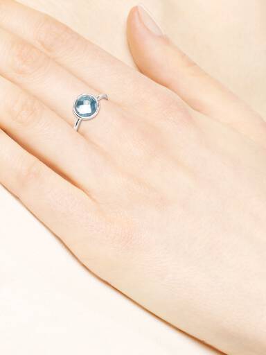 Anel Poetic Droplet, Aqua Azul Cristal