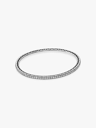 Silver bangle with cubic zirconia