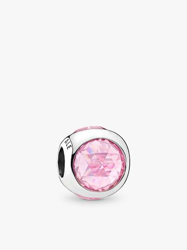 Silver charm with pink cubic zirconia