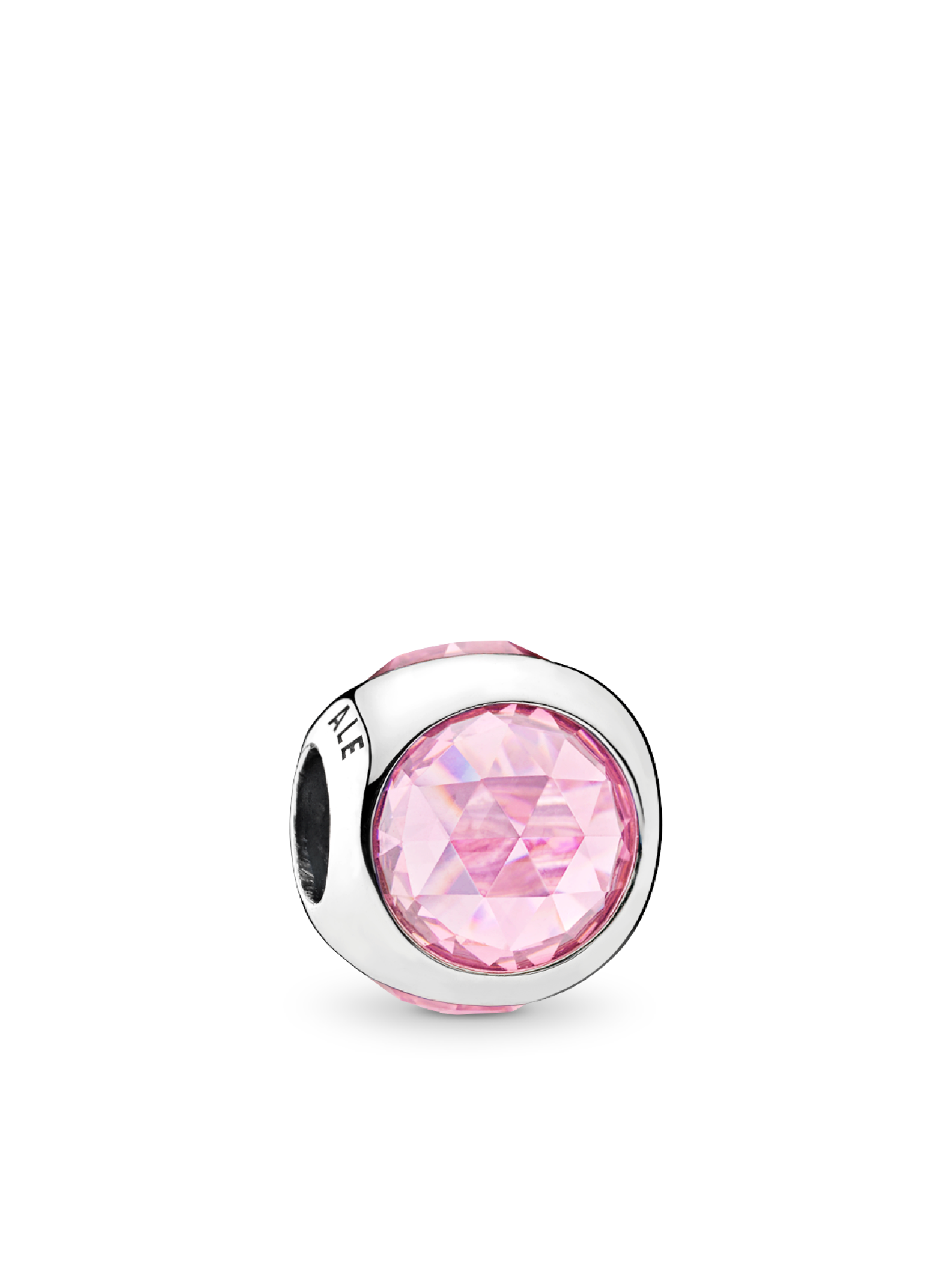 Silver charm with pink cubic zirconia