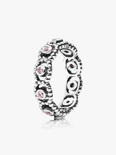 Silver ring with pink cubic zirconia
