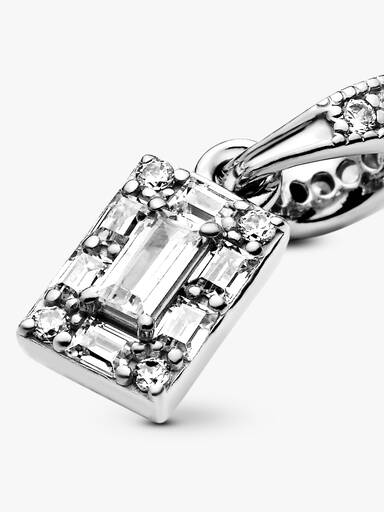 Ice cube silver pendant with clear cubic zirconia