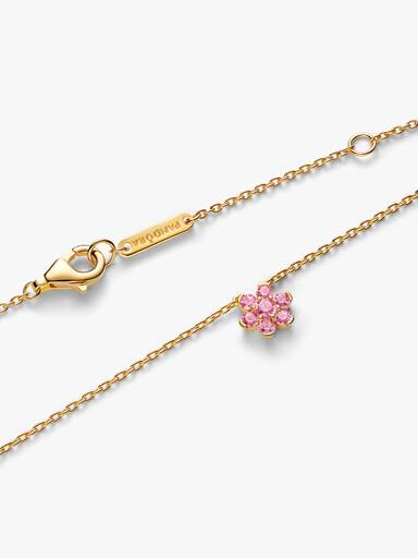 Colar com Pendente Flor Cor-de-Rosa Brilhante