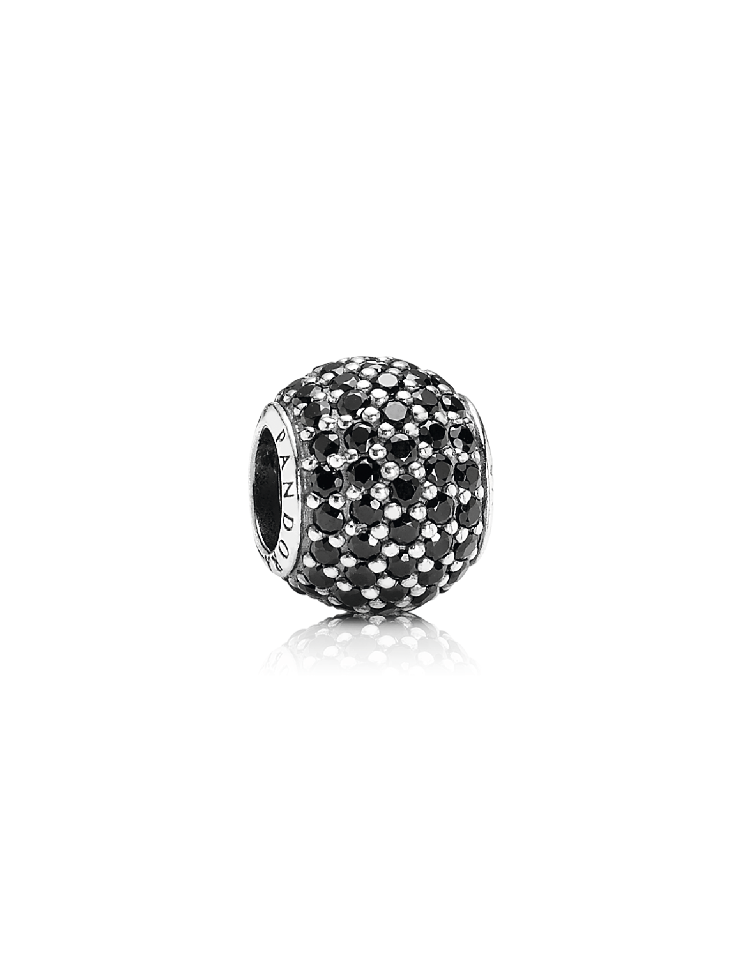 Abstract pave silver charm with black crystal