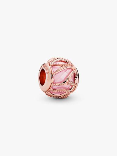 14k Rose gold-plated charm with faceted pink cubic zirconia