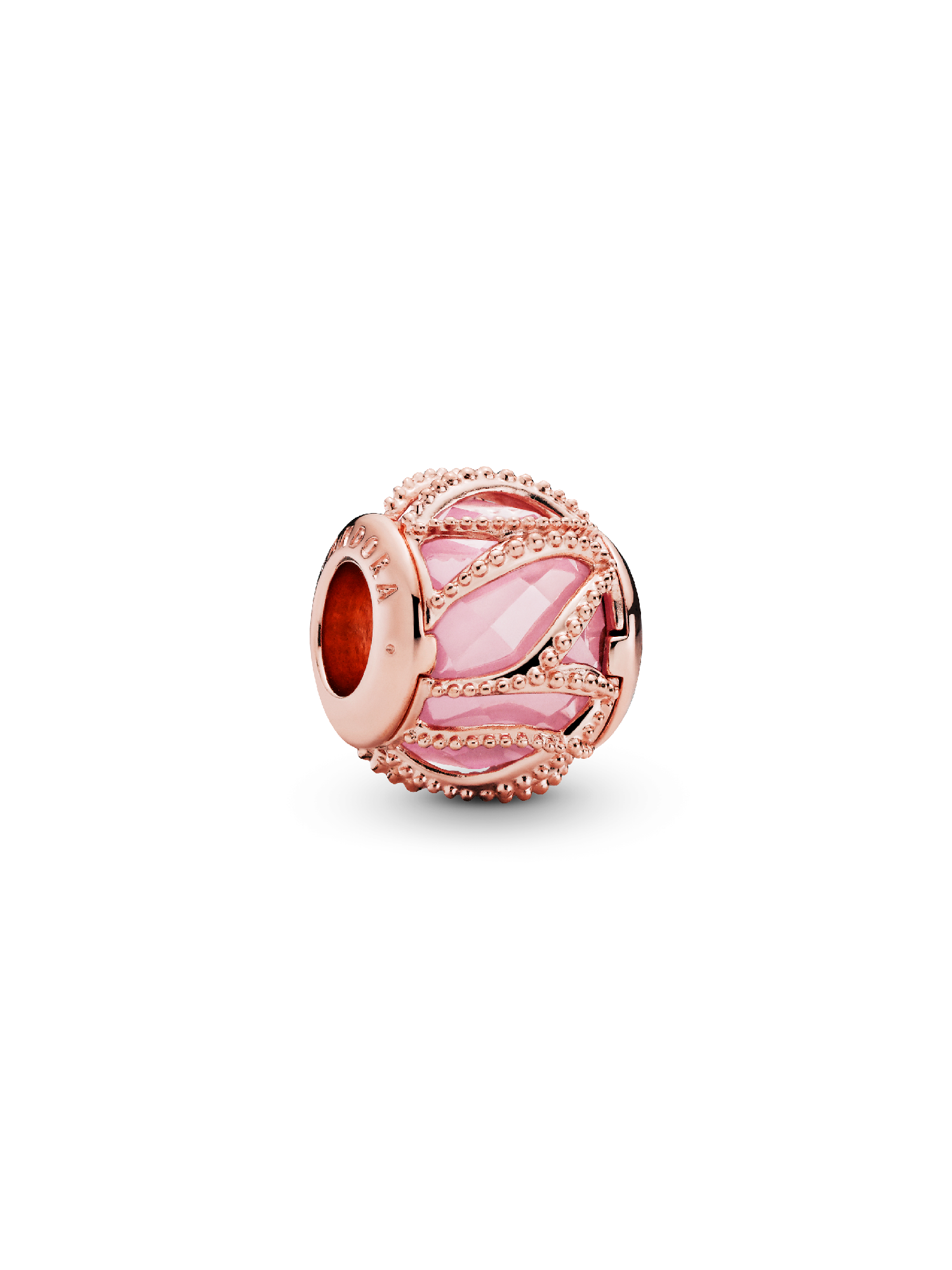 14k Rose gold-plated charm with faceted pink cubic zirconia