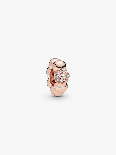 14k Rose gold-plated spacer with clear cubic zirconia