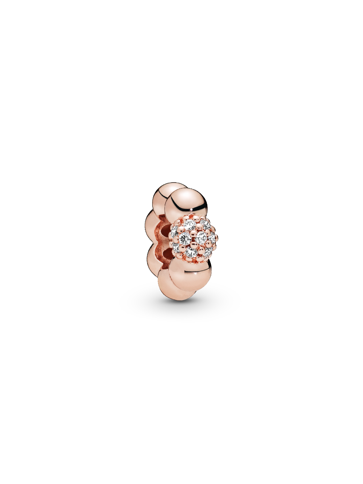 14k Rose gold-plated spacer with clear cubic zirconia