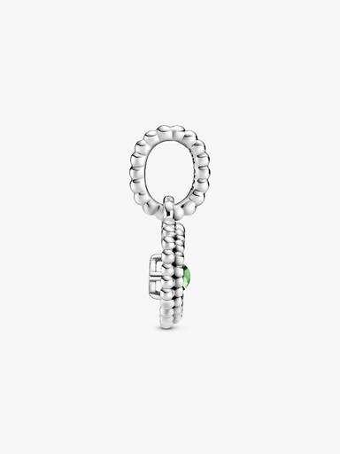 Heart sterling silver dangle with spring green crystal