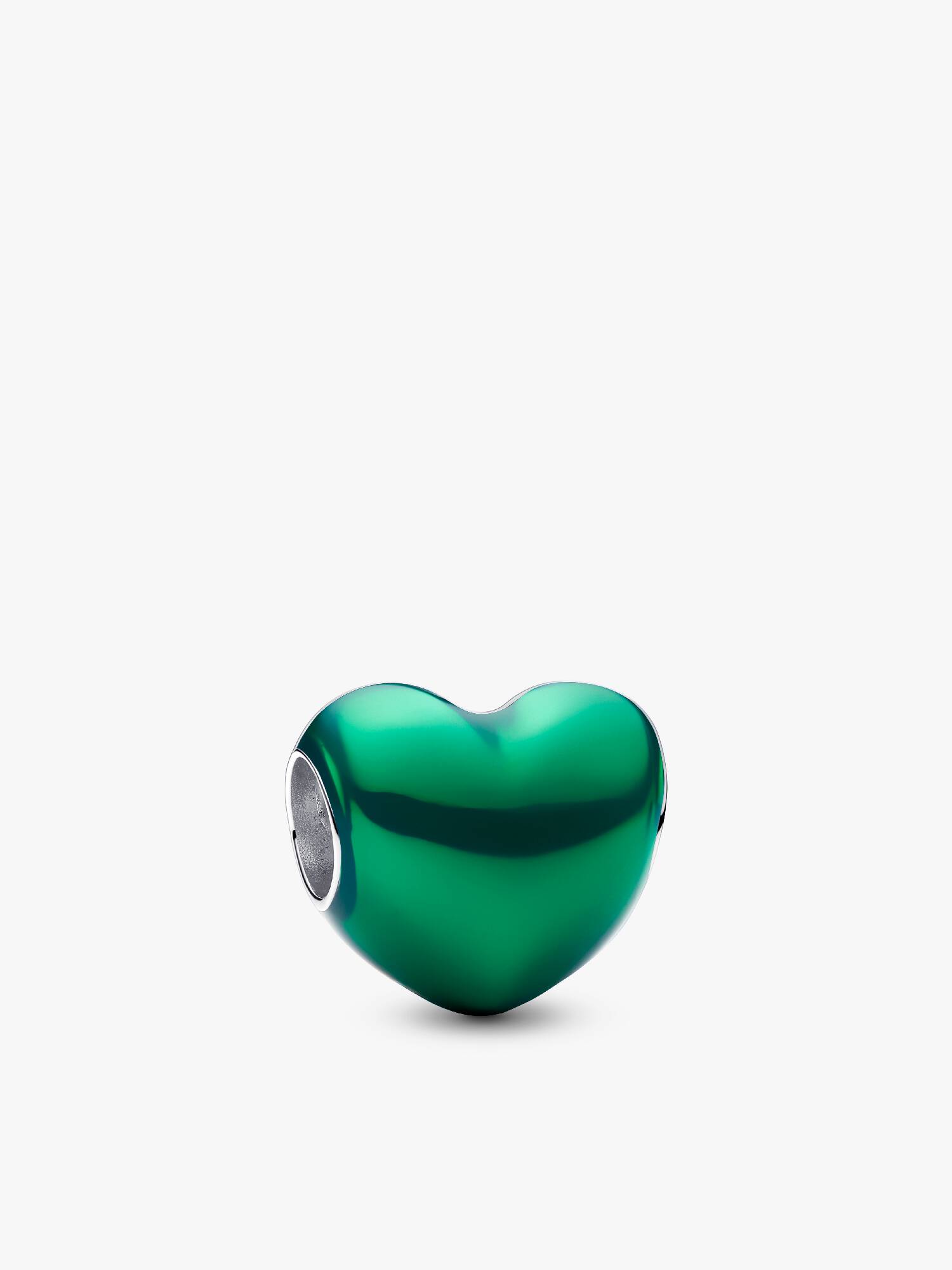 Charm de coração verde metalizado