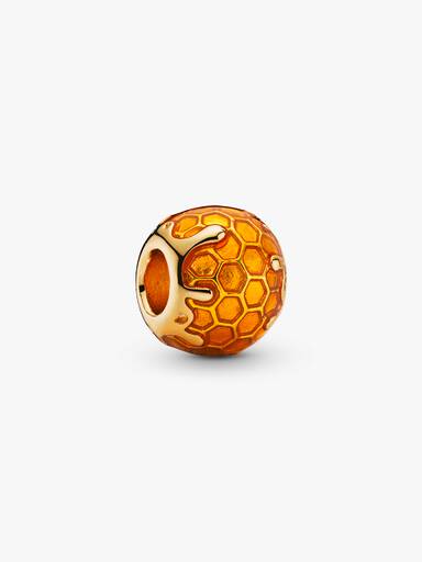 Honeycomb PANDORA Shine charm with transparent yellow enamel