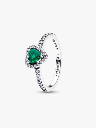 Anel de coração verde royal elevado.