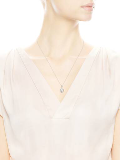 Love knot silver pendant with clear cubic zirconia