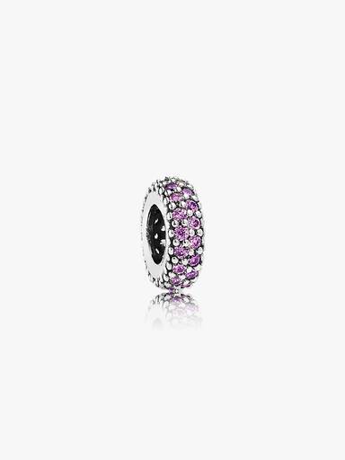 Abstract silver spacer with fancy purple cubic zirconia