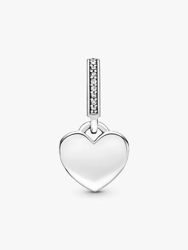 Charm pendente gravável com plaquinha de coração.