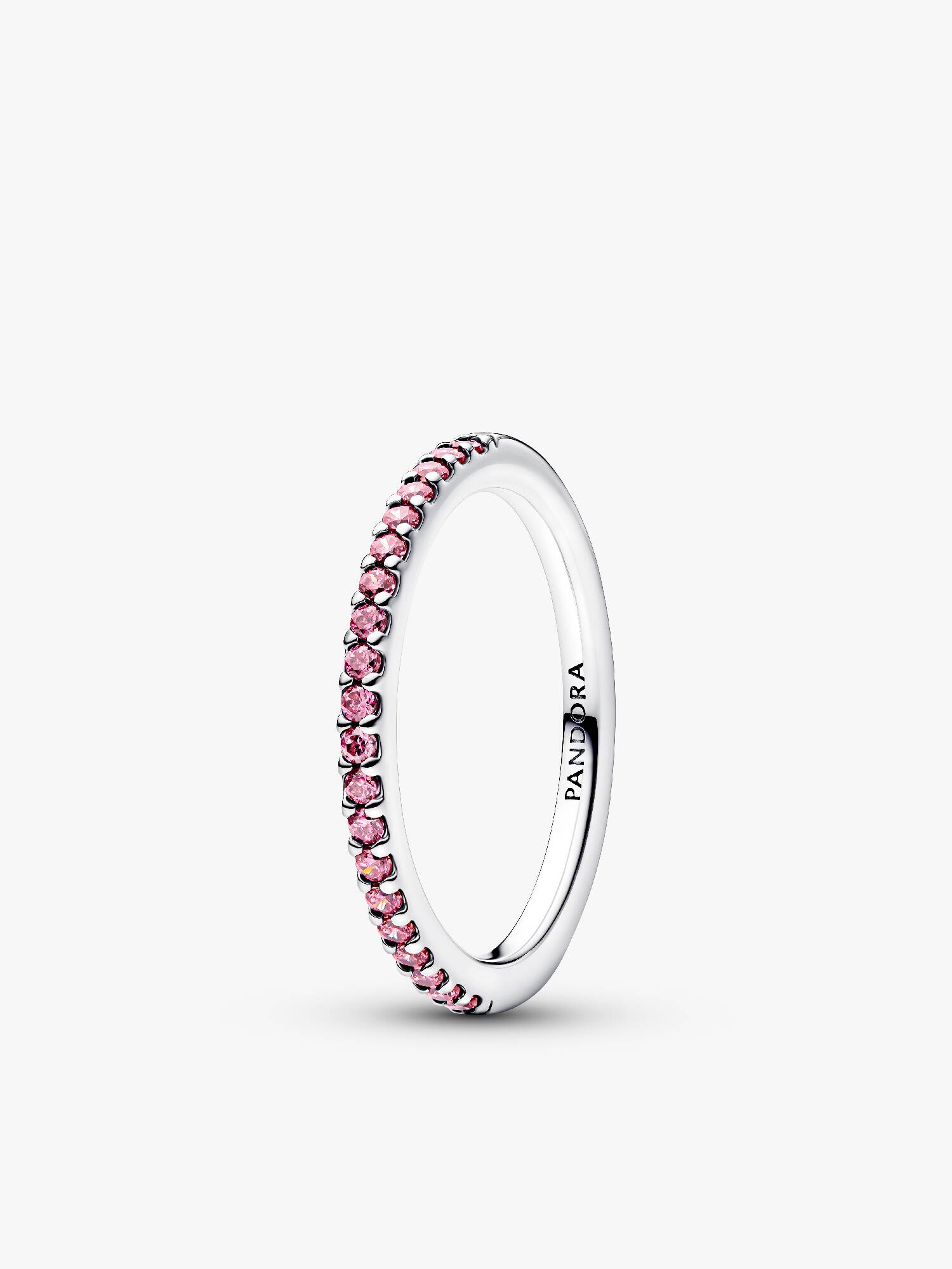 Anel Meia Aliança Rosa Brilhante