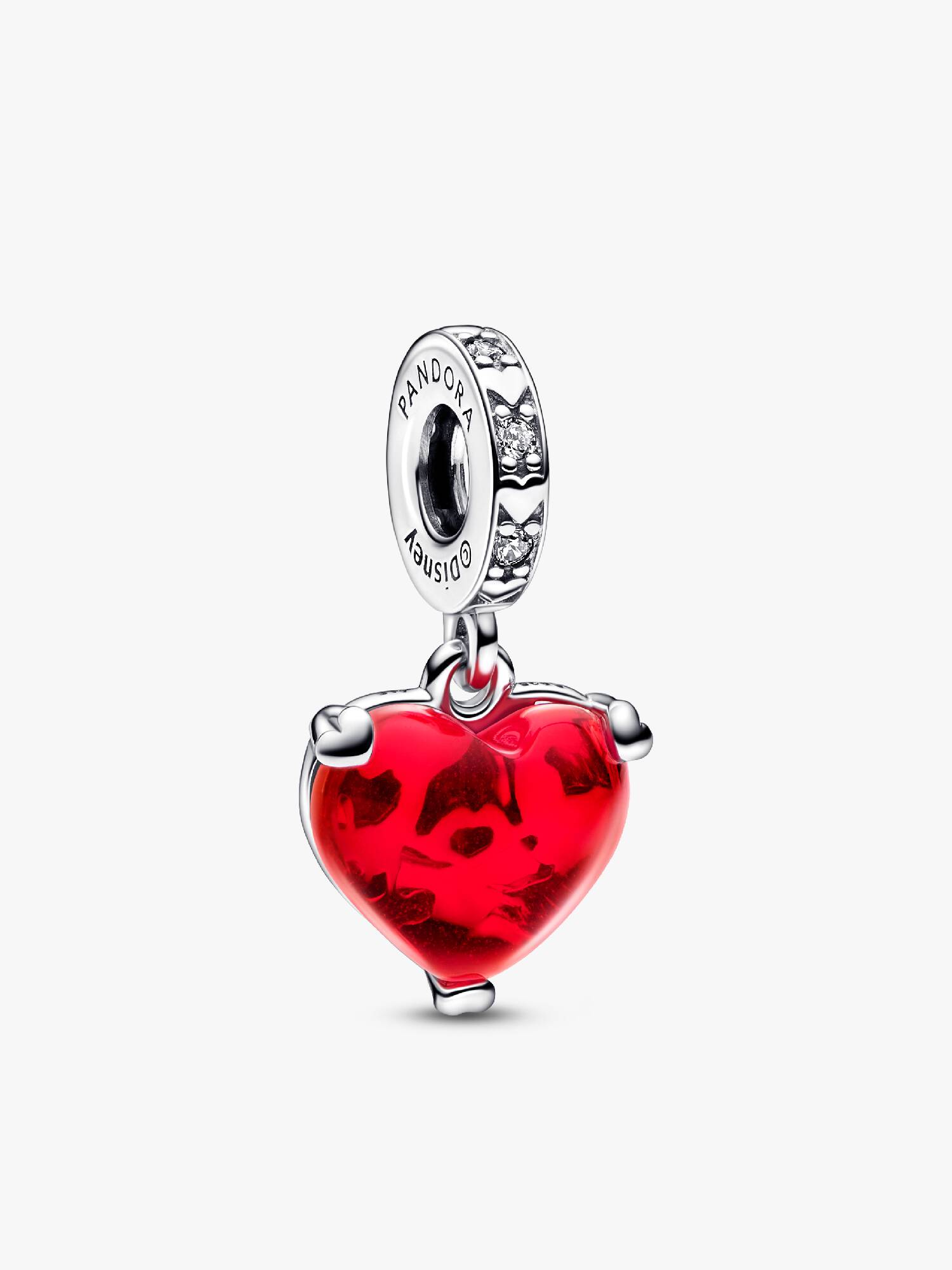 Charm Pendente de Cristal Murano Vermelho Beijo do Mickey e da Minnie
