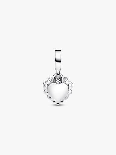 Charm pendente duplo com coração brilhante