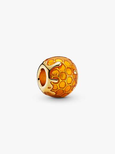 Honeycomb PANDORA Shine charm with transparent yellow enamel