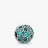 Silver clip with teal cubic zirconia, green crystal and bluish green crystal Silver clip with teal cubic zirconia, green crystal and bluish green crystal
