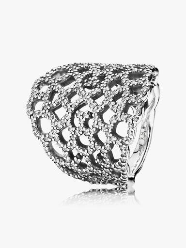 Lace silver ring with cubic zirconia