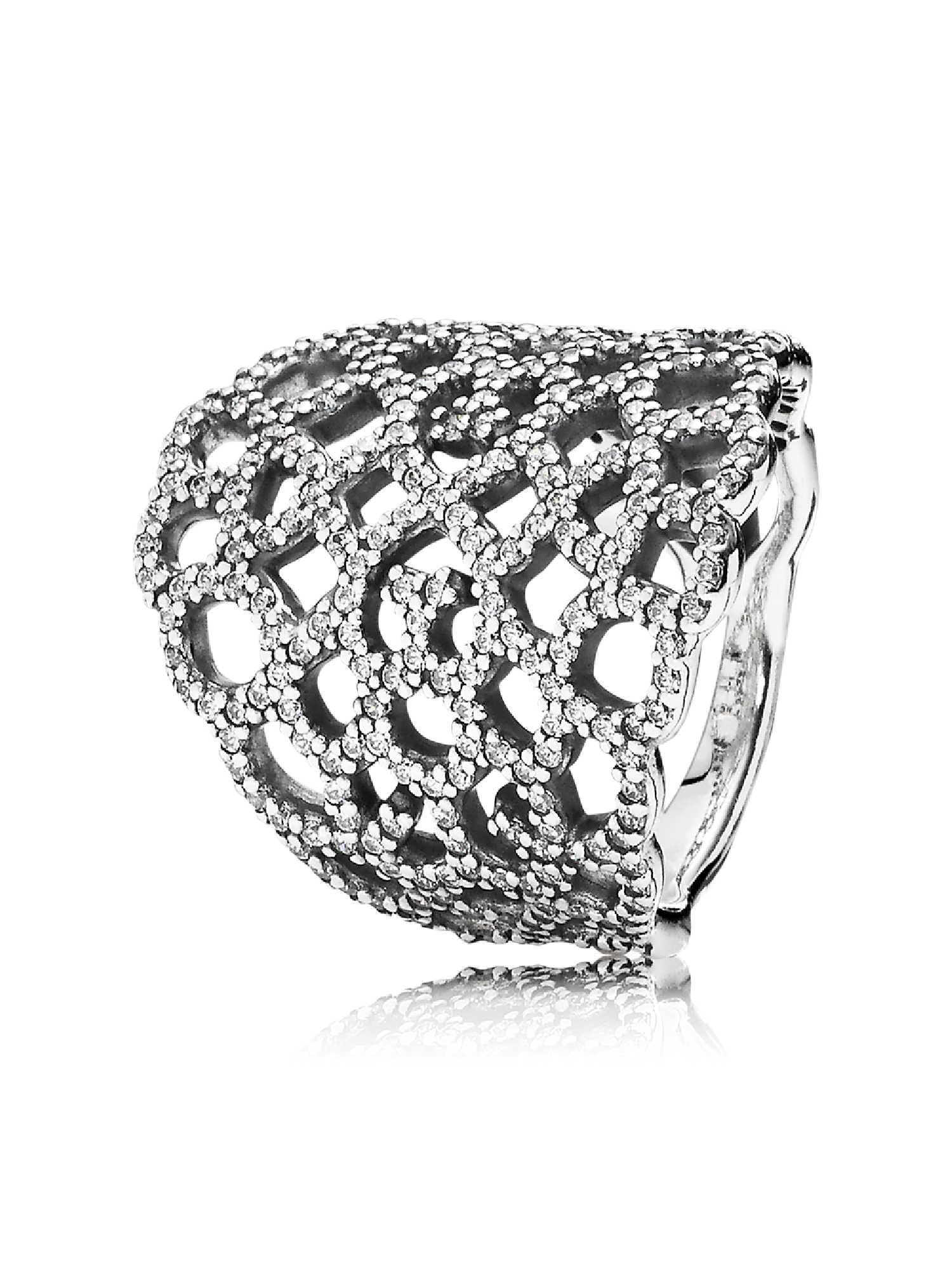Lace silver ring with cubic zirconia