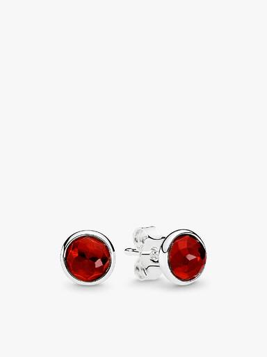 July birthstone silver stud earrings with synthetic ruby