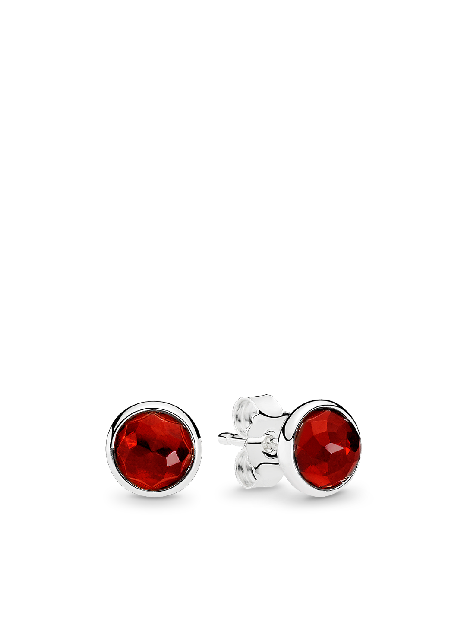 July birthstone silver stud earrings with synthetic ruby