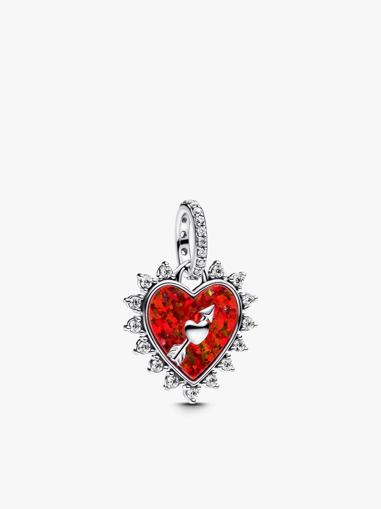 Charm pendente de coração com flecha giratória