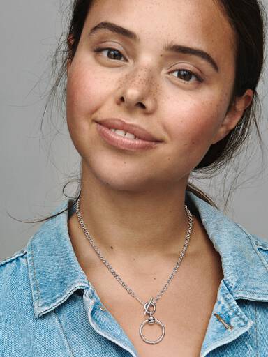 T-bar O-pendant sterling silver necklace
