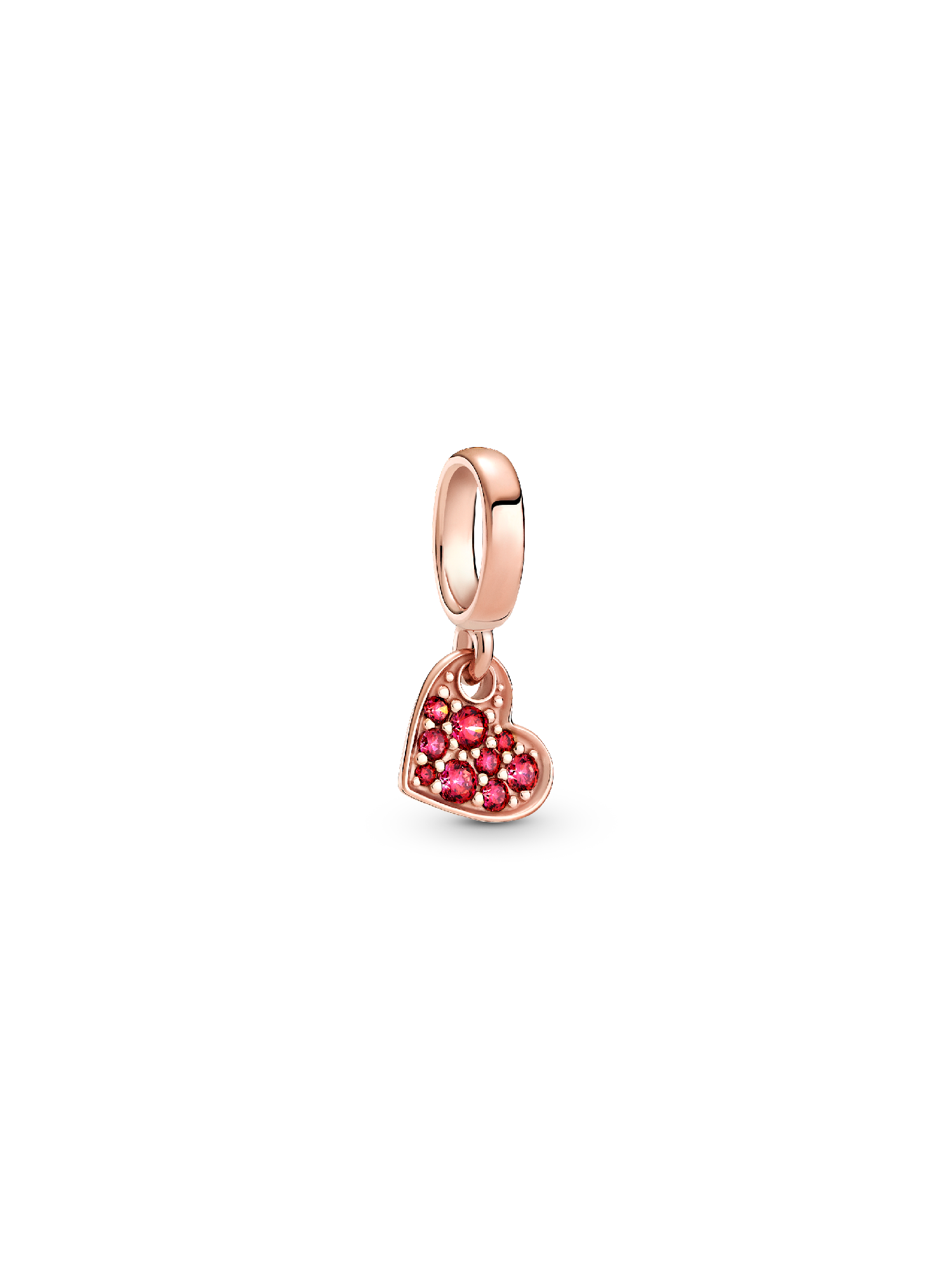 Heart 14k rose gold-plated dangle with red cubic zirconia