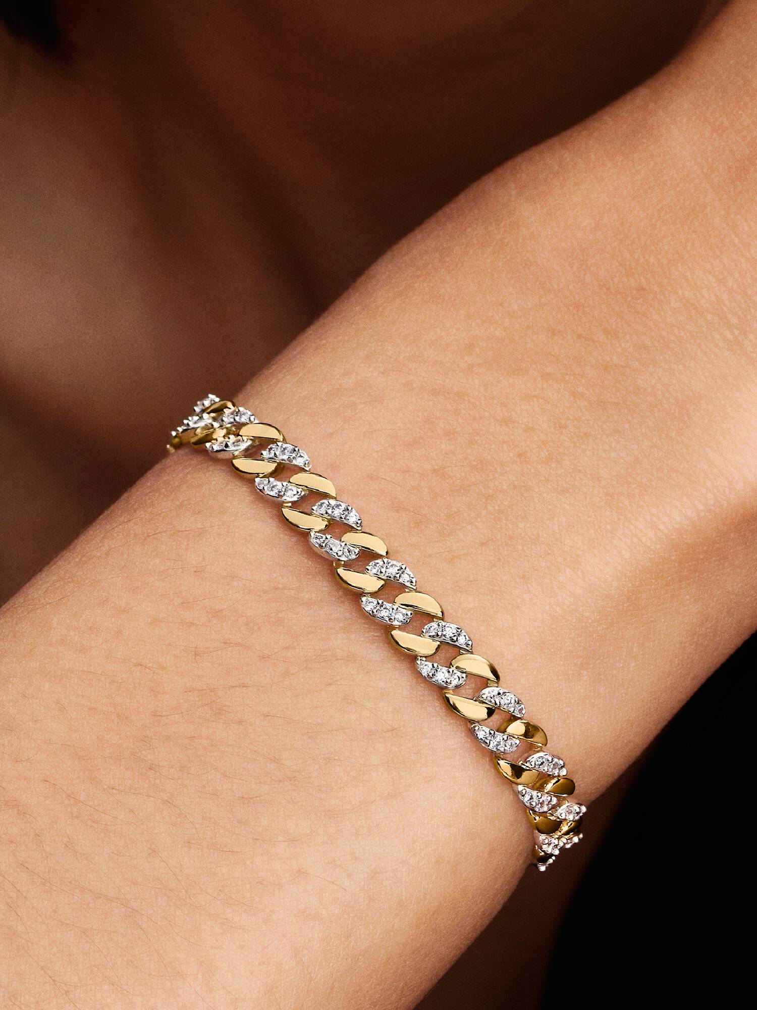 Pulseira Corrente Cubana em Pavé Pandora Timeless
