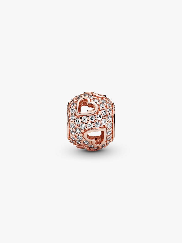 PANDORA Rose pave charm with clear cubic zirconia and cut-out hearts