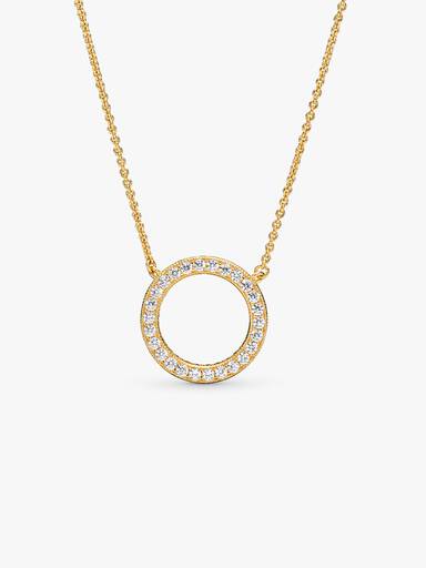 PANDORA logo reversible collier in PANDORA shine with clear cubic zirconia
