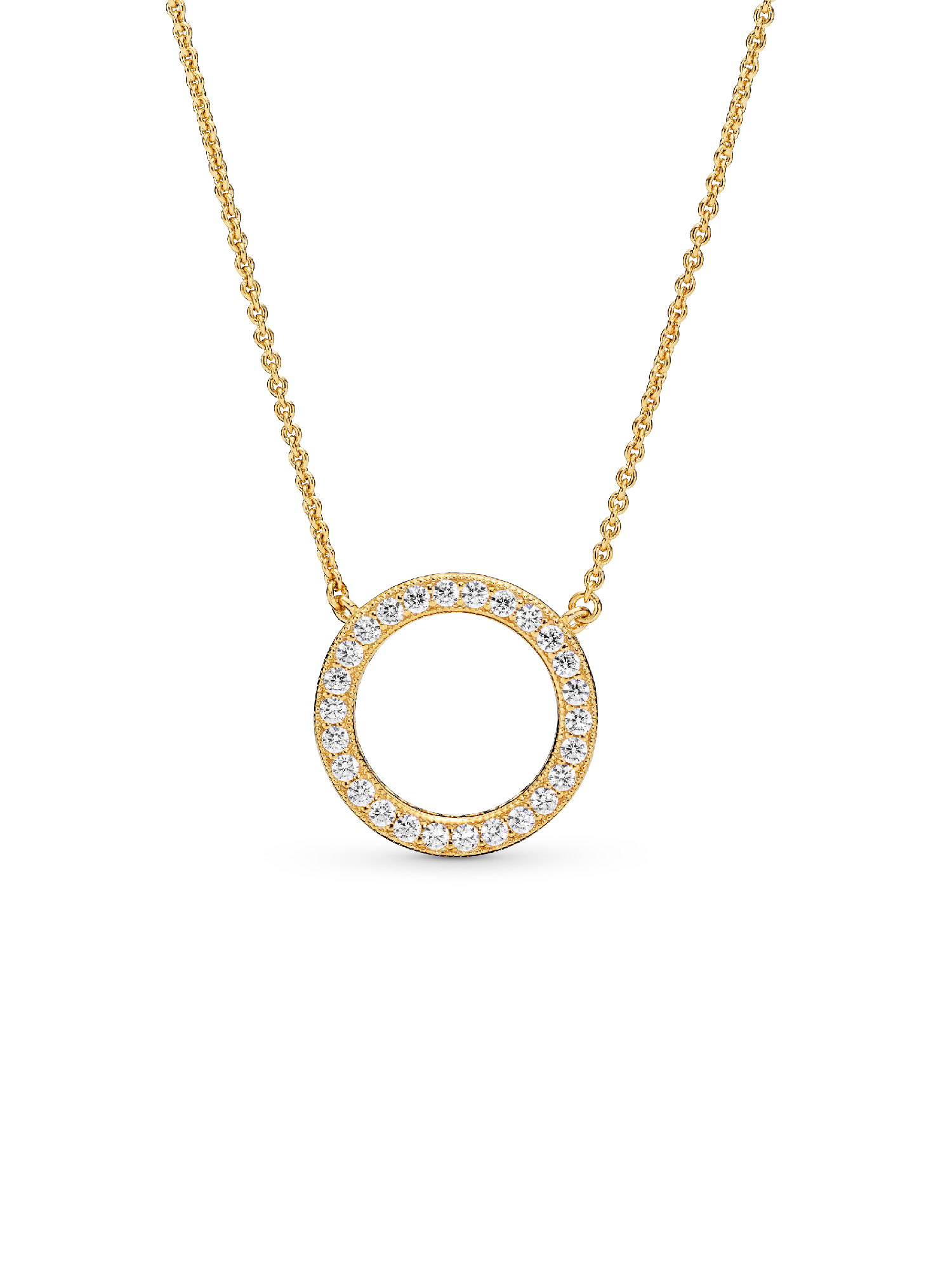 PANDORA logo reversible collier in PANDORA shine with clear cubic zirconia