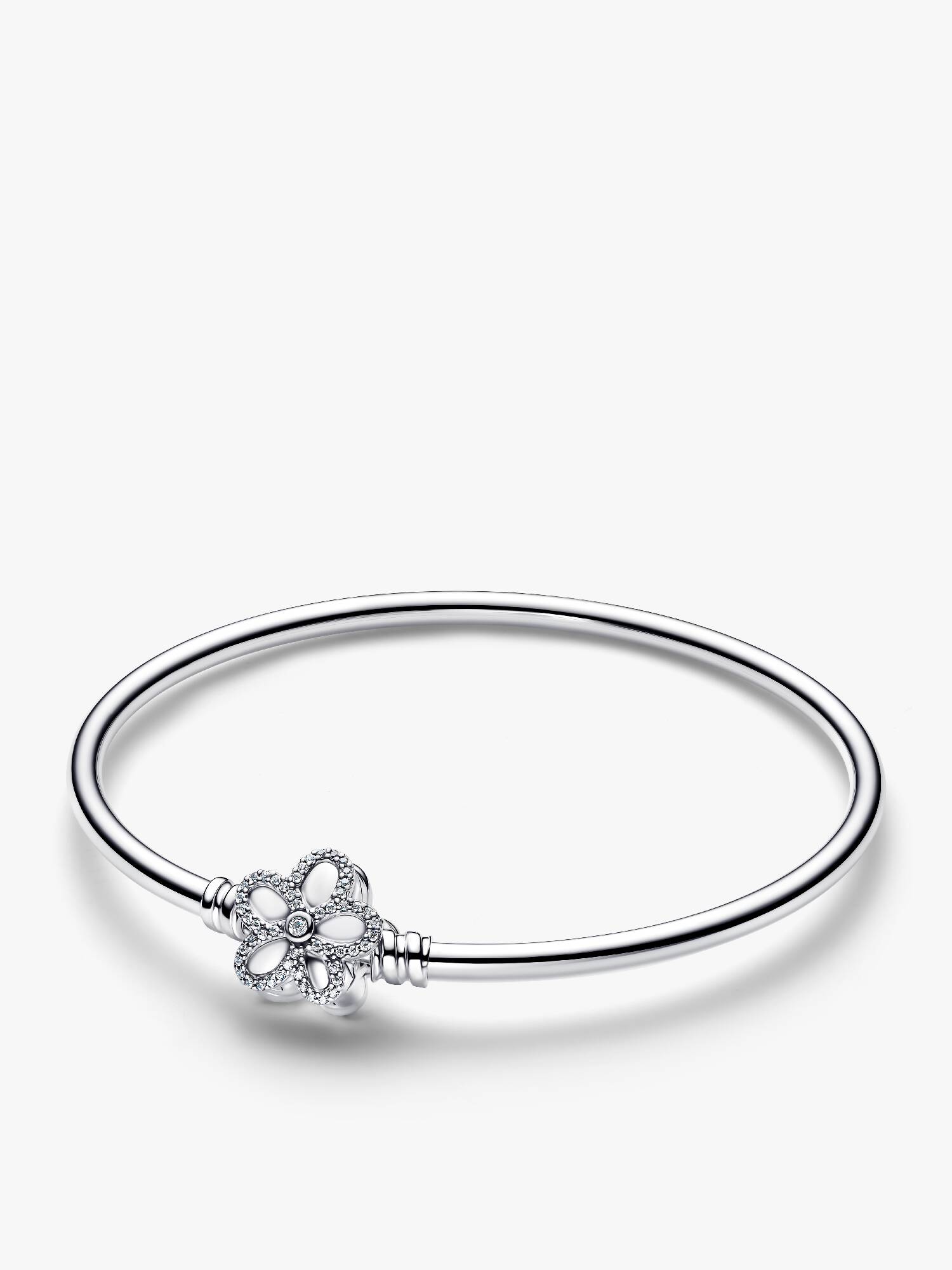Bracelete rígido (bangle) de flor com pavê.
