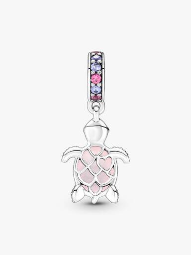 Charm pendente de tartaruga marinha rosa em vidro de Murano