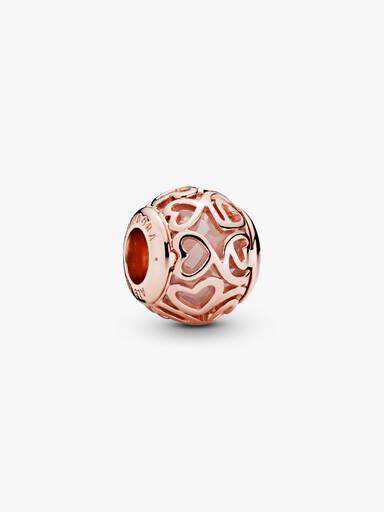 Heart PANDORA Rose charm with faceted clear cubic zirconia