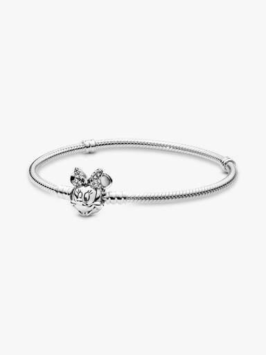 Pulseira Corrente Snake com Fecho da Minnie em Pavé
