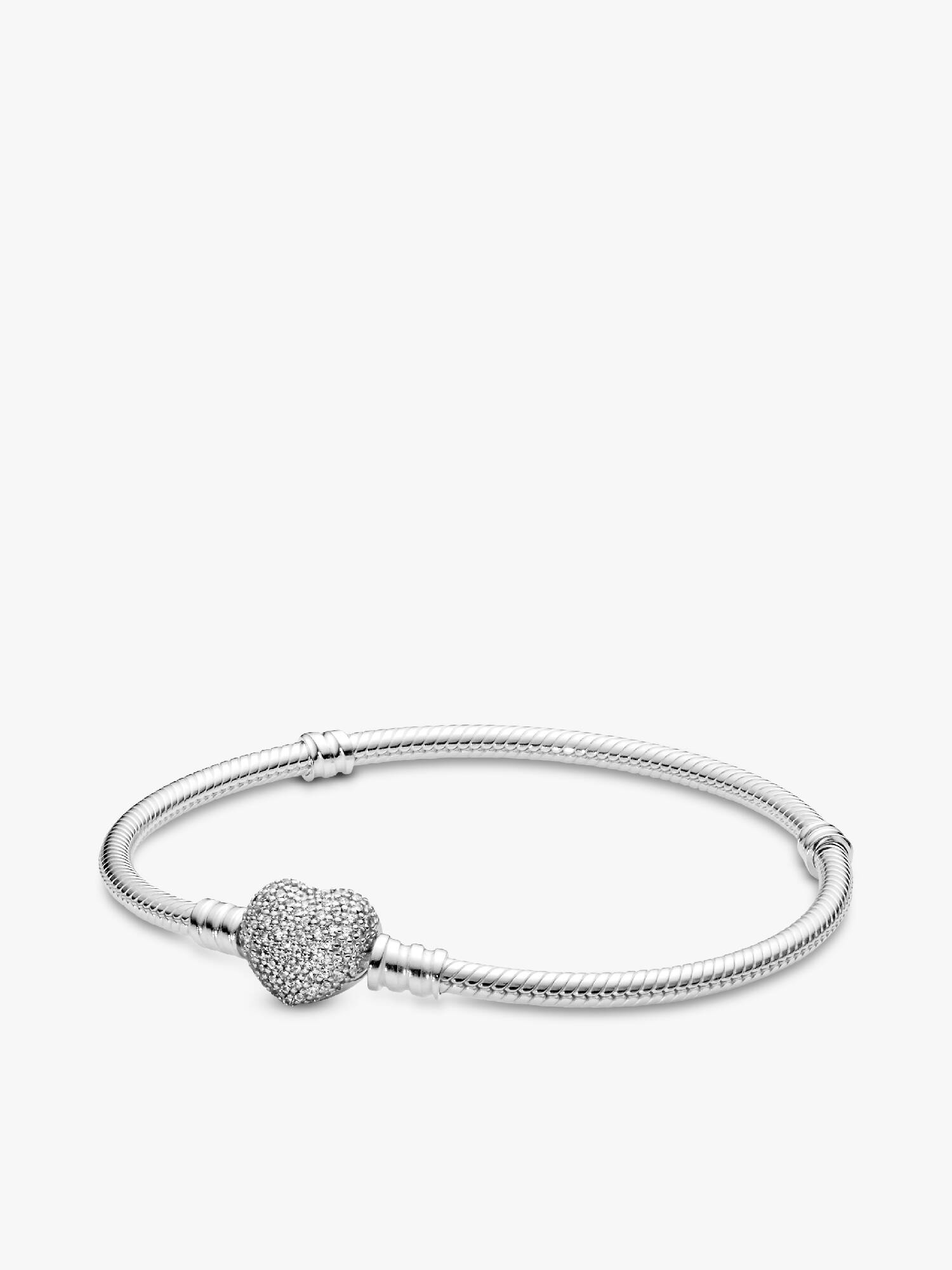 Pulseira Corrente Snake com Fecho de Coração em Pavé