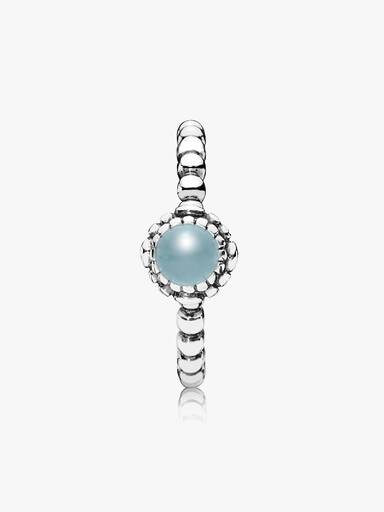 Silver ring, birthstone-March, aquamarine