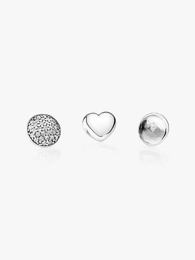 April petite elements pack in silver with heart, pave droplet with clear CZ and rock crystal droplet