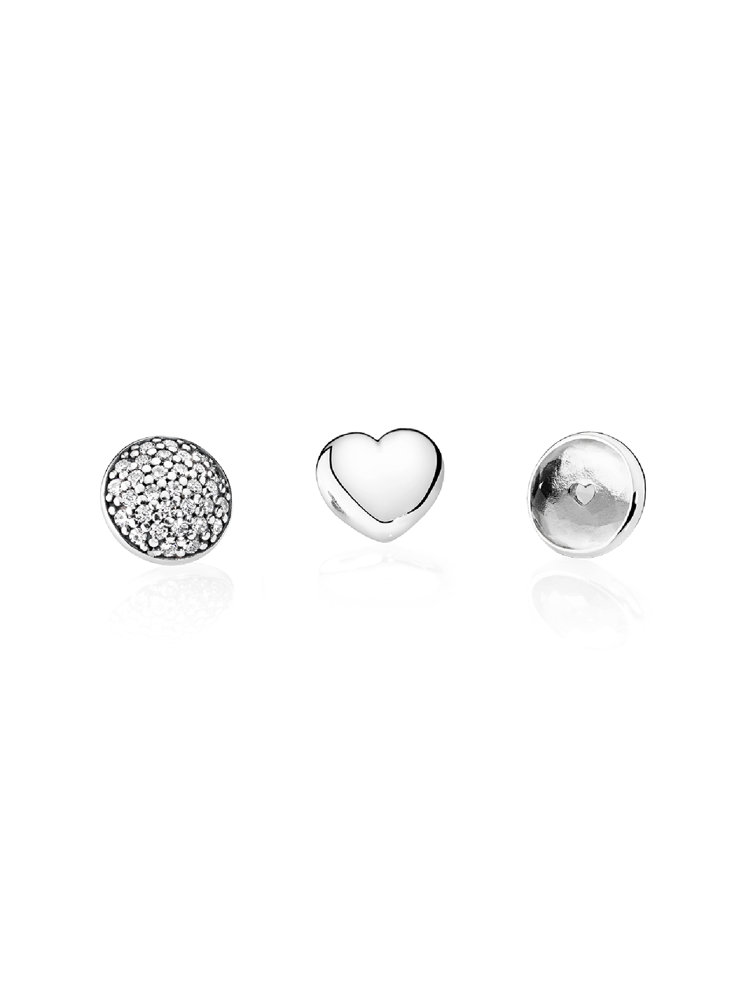 April petite elements pack in silver with heart, pave droplet with clear CZ and rock crystal droplet