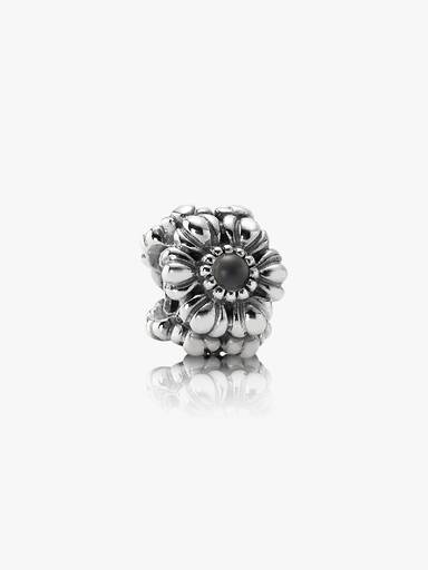 Birthstone flower June silver charm with grey moonstone