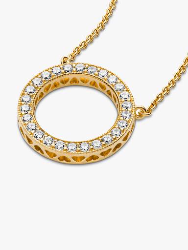 PANDORA logo reversible collier in PANDORA shine with clear cubic zirconia