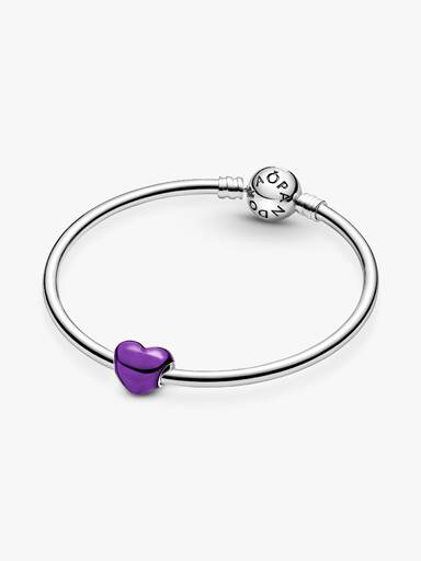 Charm Coração Metálico Roxo