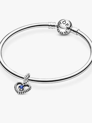 Heart sterling silver dangle with royal blue crystal