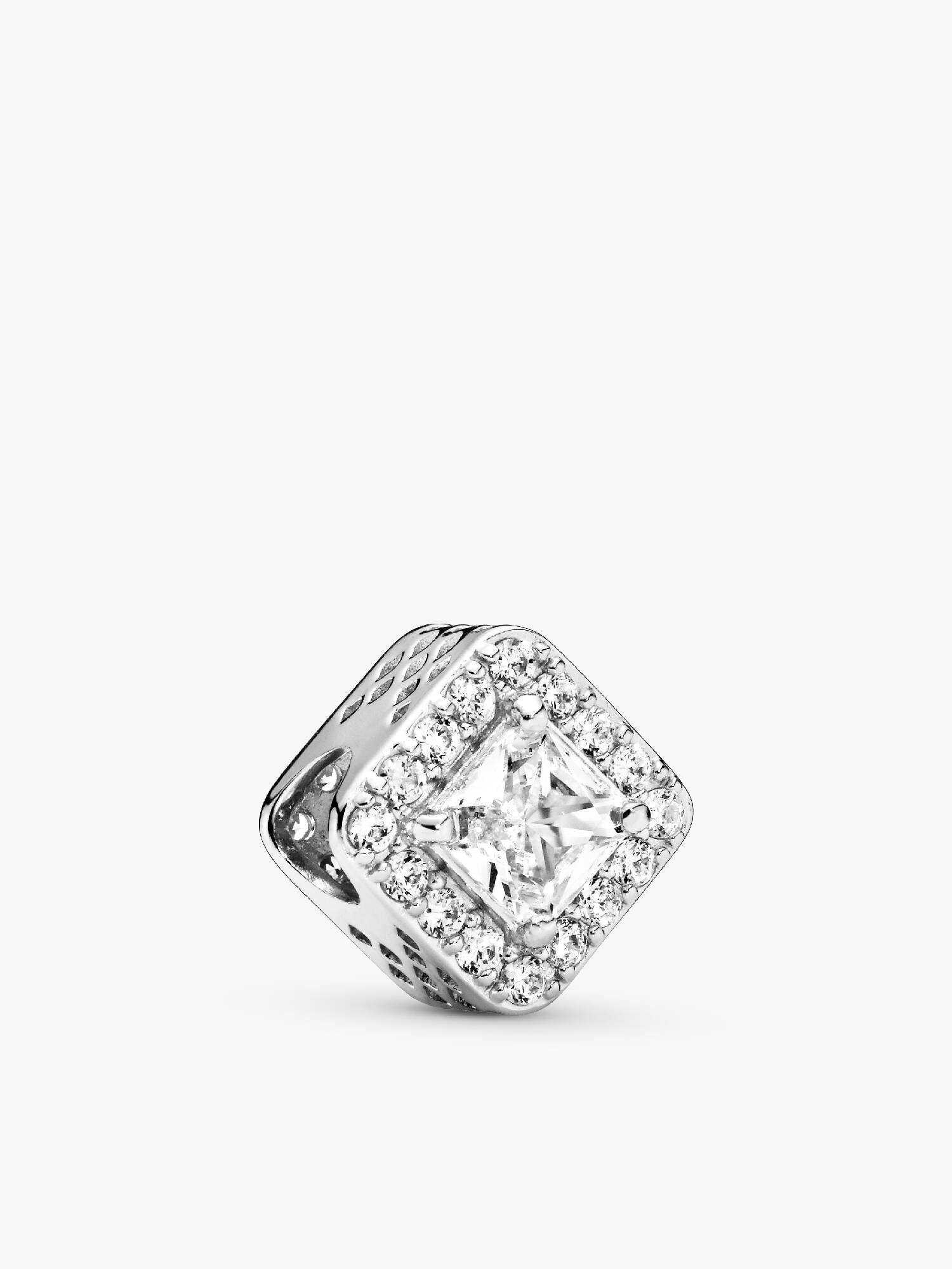 Silver charm with clear cubic zirconia