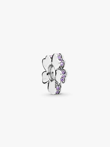 Floral silver spacer with lilac crystal
