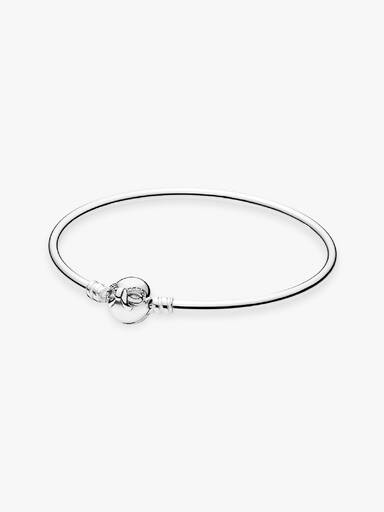 Bow silver bangle with clear cubic zirconia
